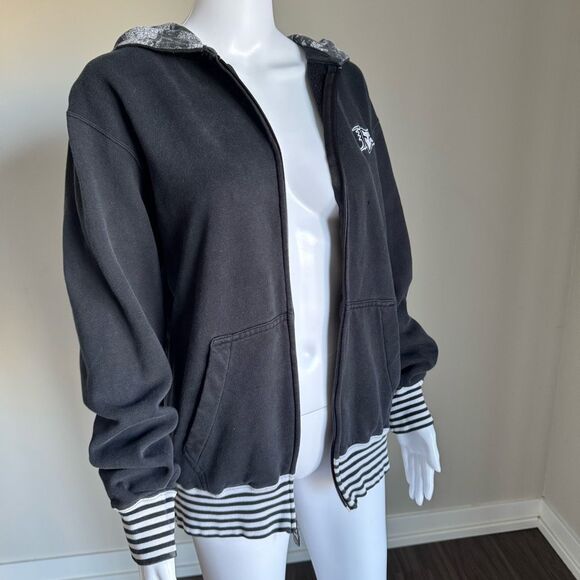 Y2K Fox Racing Embroidered Distressed Hoodie Black Size M - Picture 3 of 11